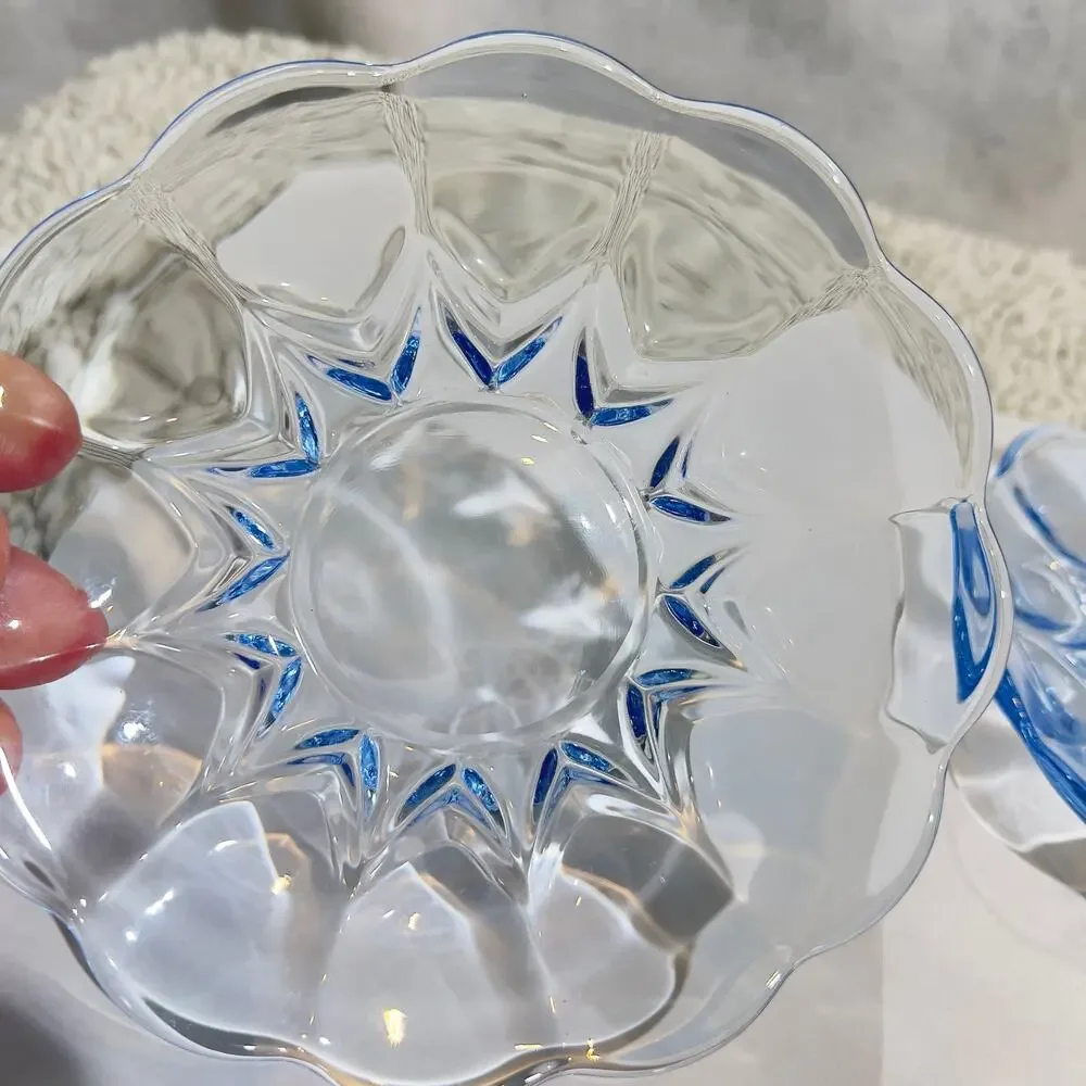 New Martinsville Janice Ice Blue Glass Saucer Lot of Two circa 1926-44 Sky Blue